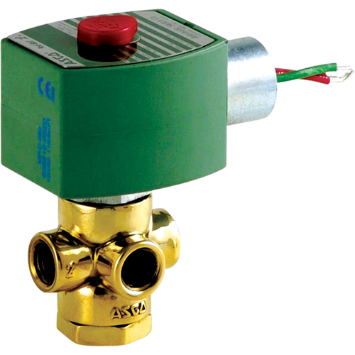 3-Way Direct Acting Universal Solenoid Valves, 1/4" Pipe, 50 psi Cam Industrial