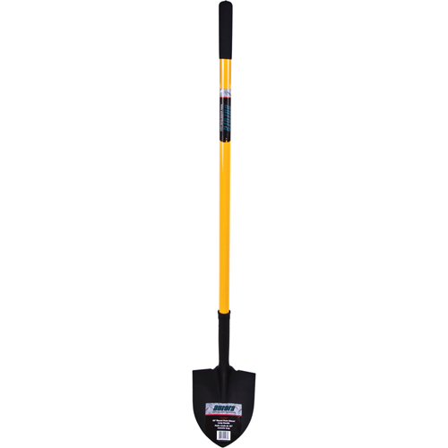 Round Point Shovel, Tempered Steel Blade, Fiberglass, Straight Handle Cam Industrial