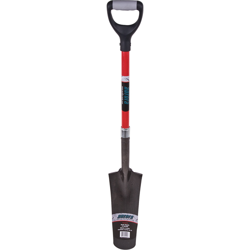 Heavy-Duty Drain Spade, Carbon Steel, 14" x 5-1/2" Blade, 29" L, D-Grip Handle Cam Industrial