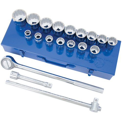Jeu de douilles & cl&eacute;s &agrave; douilles SAE &agrave; 12 pans SW7521, 21 Mcx, Prise de 3/4" Cam Industrial