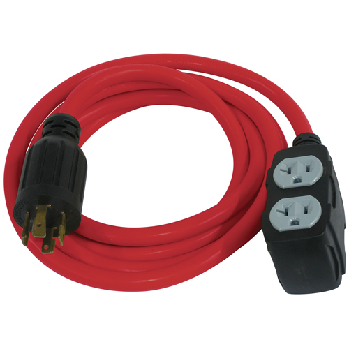 Rallonge pour g&eacute;n&eacute;ratrice, SJTW, AWG 12/3, 30 A, 4 prise(s), 10' Cam Industrial