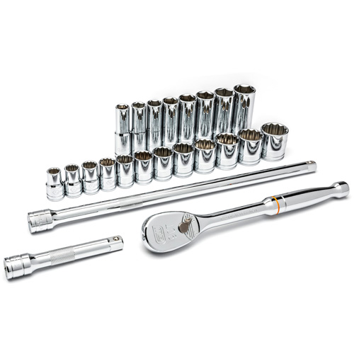 Jeu d'outils pour m&eacute;caniciens SAE &agrave; 6 pans, 23 Mcx, Prise de 1/2", Profond Cam Industrial