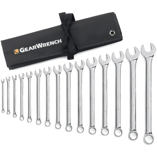 Jeu de cl&eacute;s longues &agrave; coupe &agrave; 12 pans avec pochette &agrave; outils roulable, Combinaison, 15 morceaux, Imp&eacute;rial Cam Industrial