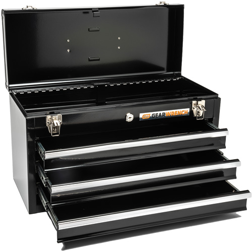 Portable Tool Box, 20" W, 3 Drawers, Black Cam Industrial