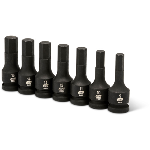 Jeu de douilles m&eacute;triques &agrave; chocs, Hexagonale, Prise 1/2", 7 mrcx Cam Industrial