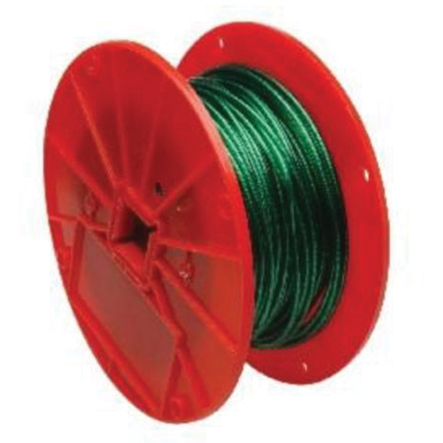 Wire Cable, 250' (76.2 m) x 1/16", 28 lbs. (0.014 tons), Vinyl Coated Cam Industrial