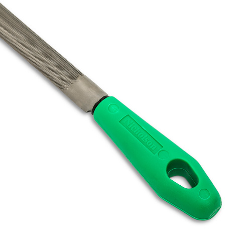 Double Cut File with Green Handle, Half Round, 8", Bastard Cam Industrial