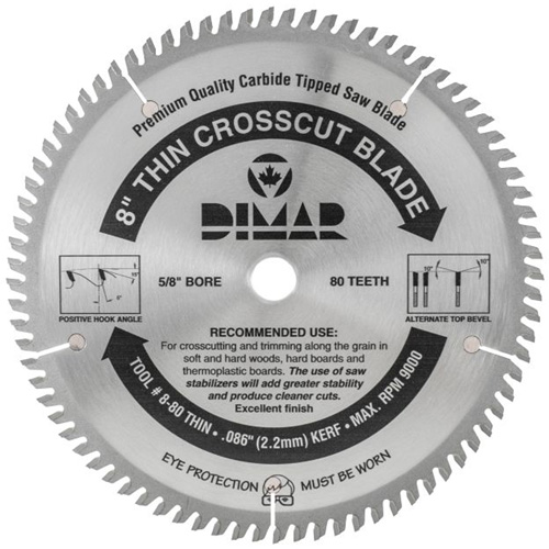Industrial Saw Blade - Crosscut Thin Kerf, 8", 80 Teeth, Wood Use Cam Industrial