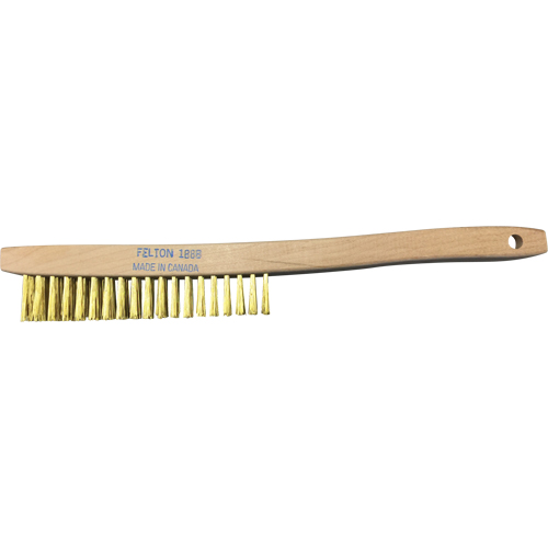 Curved-Handle Scratch Brushes, Brass, 4 x 19 Wire Rows, 14" Long Cam Industrial