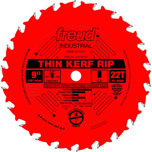 Lames de scie industrielle TCS - refente/coupe en travers &agrave; voie &eacute;troite, 9", 22 dents, Pour Bois Cam Industrial