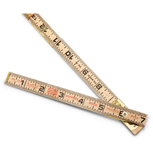 Red End&reg; Oversized Brick Mason Rule, 6' L, Wood, 1/16" Graduations Cam Industrial