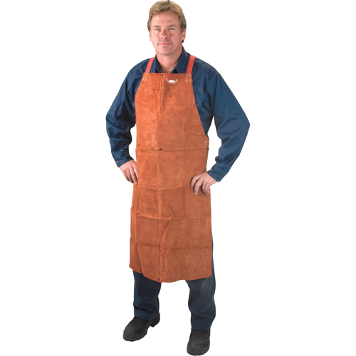 Leather Apron, Bib, 42" L, Lava Brown Cam Industrial