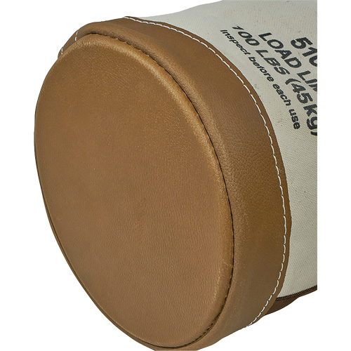 Leather-Bottom Bucket, 17" H, Canvas, White Cam Industrial