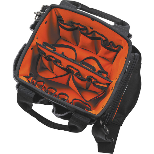 Tradesman Pro Tool Tote, Ballistic Nylon, 40 Pockets, Black/Orange Cam Industrial