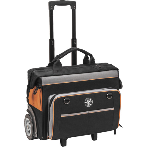 Tradesman Pro Rolling Tool Bag, Ballistic Polyester, 24 Pockets, Black/Orange Cam Industrial