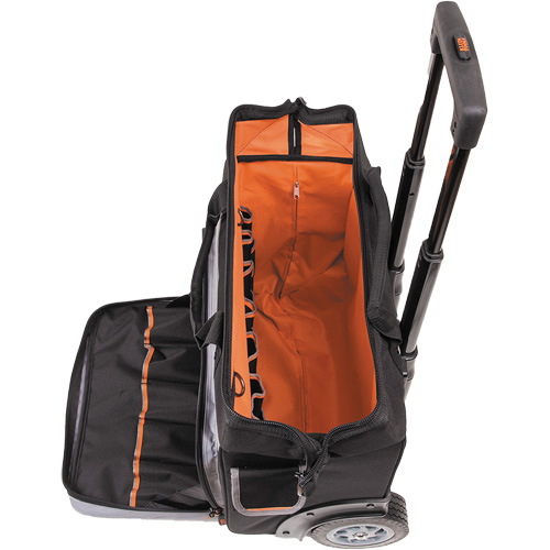Tradesman Pro Rolling Tool Bag, Ballistic Polyester, 24 Pockets, Black/Orange Cam Industrial