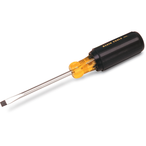Heavy-Duty Slot Cabinet Tip Screwdriver, 1/4" Tip, Round, 14-11/32" L, Cushion Grip Handle Cam Industrial