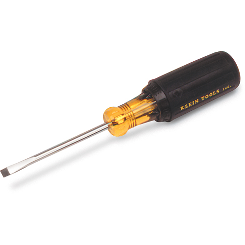 Slot Cabinet Tip Screwdriver, 3/16" Tip, Round, 6-3/4" L, Cushion Grip Handle Cam Industrial