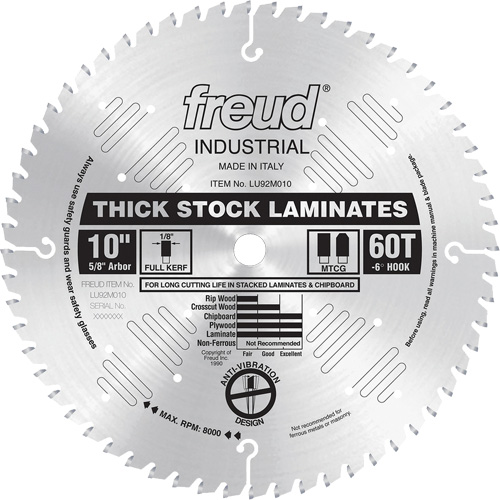Lames de scie industrielle pour panneaux de particules, 10", 60 dents, Pour Stratifi&eacute; Cam Industrial