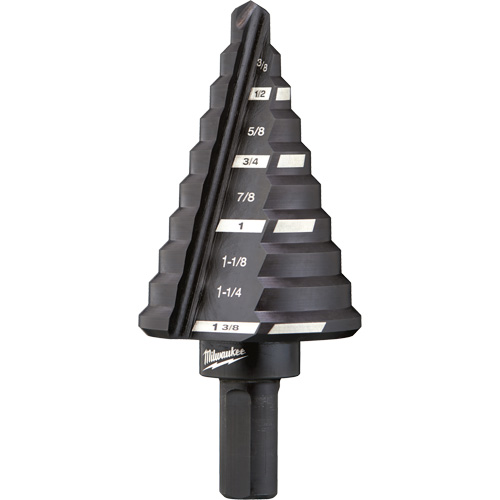 #5 Step Drill Bit, 1/4" - 1-3/8" , 1/8" Increments, High Speed Steel Cam Industrial