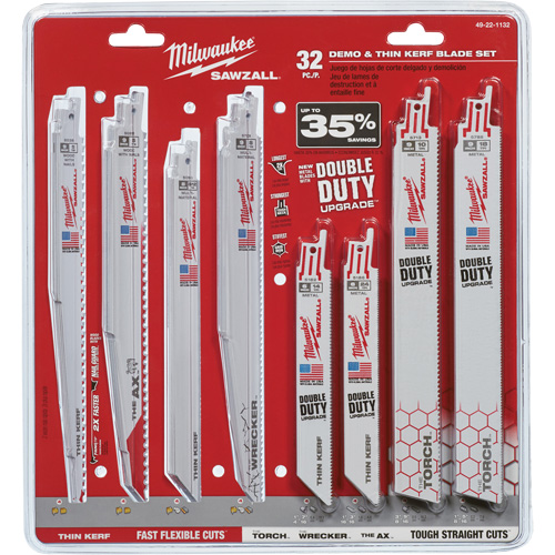 Jeu de lames de d&eacute;molition et &agrave; trait de scie &eacute;troit Sawzall Cam Industrial