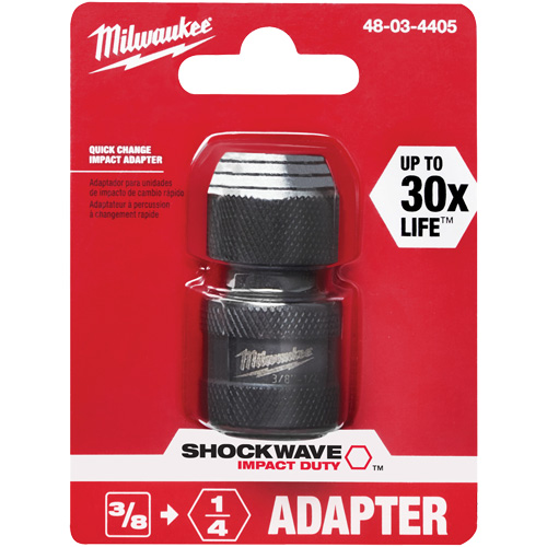 Adaptateur de douille carr&eacute;e &agrave; hexagonale pour tournevis &agrave; percussion Shockwave, Chocs, Prise 1/4", Douille 3/8", 1,875" lo Cam Industrial