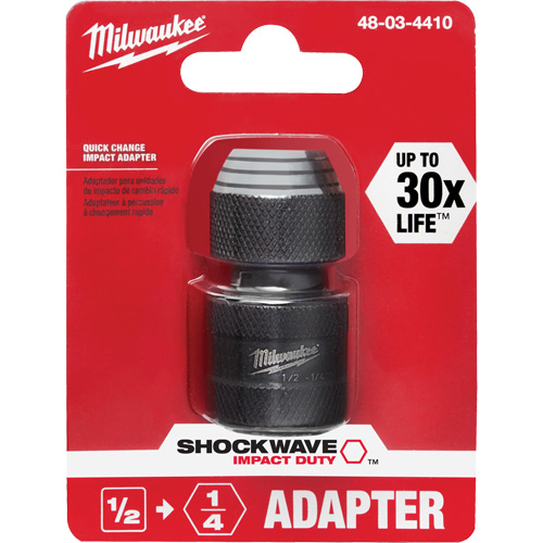 Shockwave Impact Driver Square to Hex Socket Adapter, Impact, 1/4" Drive, 1/2" Socket, 1.875" L Cam Industrial