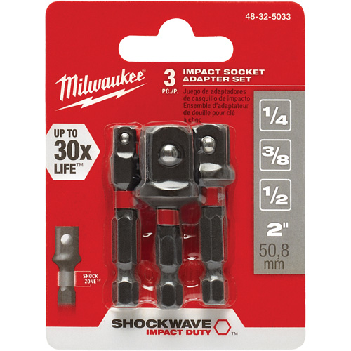 Jeu d'adaptateur de douilles &agrave; chocs Shockwave, 1/4" Prise, Sph&eacute;rique, 1-7/8" lo Cam Industrial