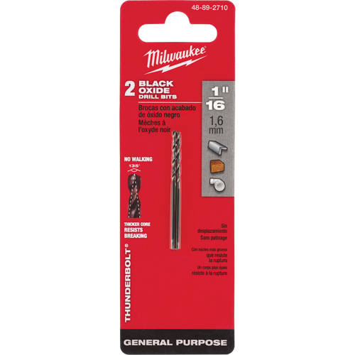 Foret s&eacute;rie courte Thunderbolt, Acier rapide, 1/16", 1-7/8" lo, 7/8" Cannelure, 135° Angle Cam Industrial