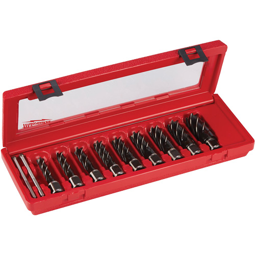 Annular Cutter Drill Bit Set, 9 Pieces, High Speed Steel Cam Industrial