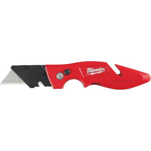 Fastback Flip Utility Knife, 2" Blade, Carbon Steel Blade, Metal Handle Cam Industrial