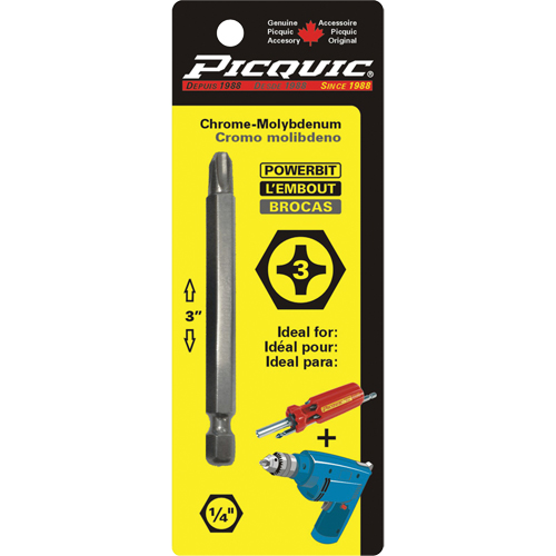 Embout, Phillips, Embout #3, Prise 1/4", Longueur 3" Cam Industrial