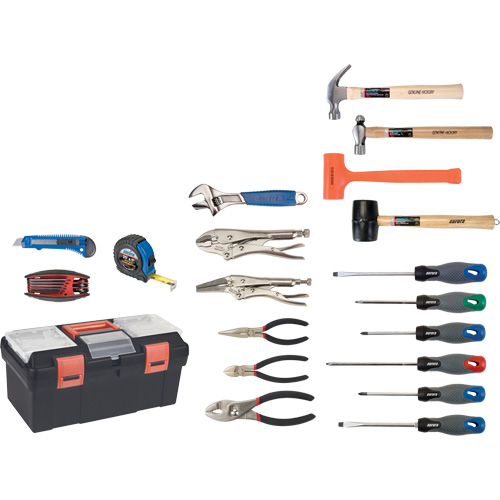 Essential Tool Set with Plastic Tool Box, 28 Pieces Cam Industrial