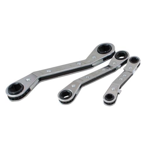 Offset Wrench Set, Ratcheting Box, 3 Pieces, Metric Cam Industrial