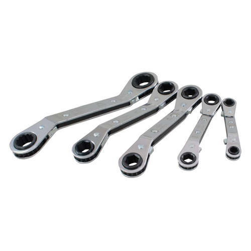 Offset Wrench Set, Ratcheting Box, 5 Pieces, Metric Cam Industrial