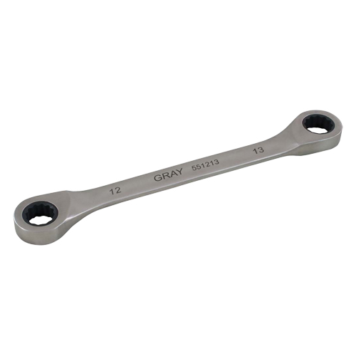 Double Box End Gear Ratcheting Wrench, 12 Point, 8 mm x 9 mm, Plain Finish Cam Industrial