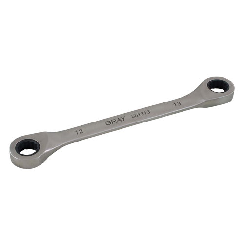 Double Box End Gear Ratcheting Wrench, 12 Point, 12 mm x 13 mm, Plain Finish Cam Industrial