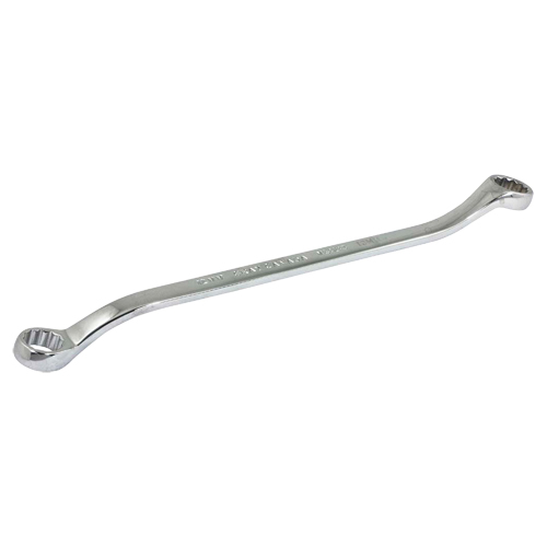 Box End Wrench, 12 Point, 12 mm x 13 mm, 15° Offset, Chrome Finish Cam Industrial