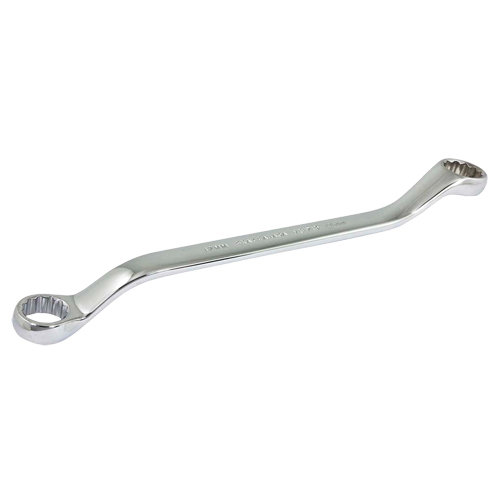 Box End Wrench, 12 Point, 17 mm x 19 mm, 15° Offset, Chrome Finish Cam Industrial