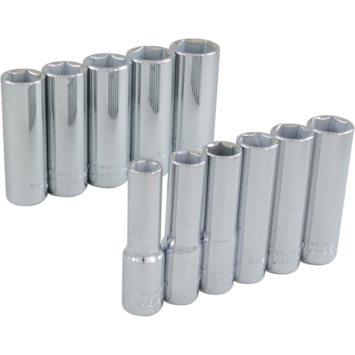 Socket Set, 11 Pcs, 3/8" Drive Size, Deep Cam Industrial