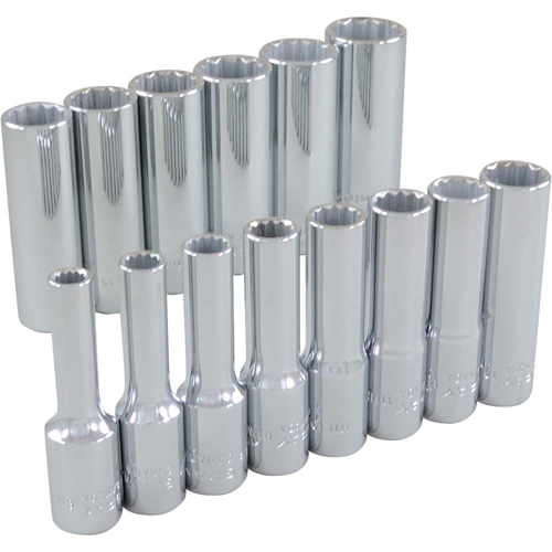 Socket Set, 14 Pcs, 3/8" Drive Size, Deep Cam Industrial