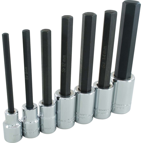 Jeu de douilles &agrave; t&ecirc;te hexagonale tr&egrave;s longues, Hexagonale, Prise 1/2", 7 mrcx Cam Industrial