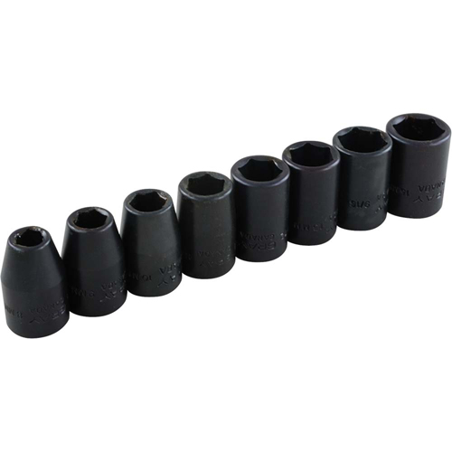 Socket Set, 8 Pcs, Impact, 3/8" Drive Size, Deep Cam Industrial