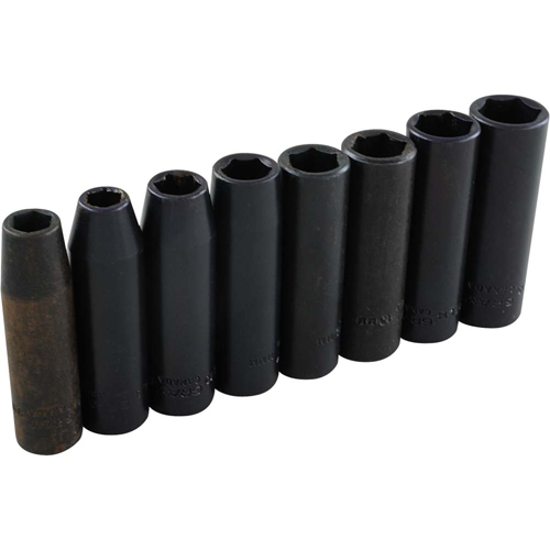 Socket Set, 8 Pcs, Impact, 3/8" Drive Size, Deep Cam Industrial