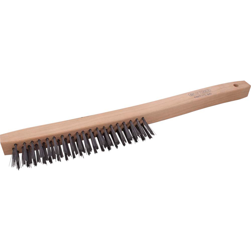 Long Handle Industrial-Duty Scratch Brush, Steel, 3 x 19 Wire Rows, 14" Long Cam Industrial