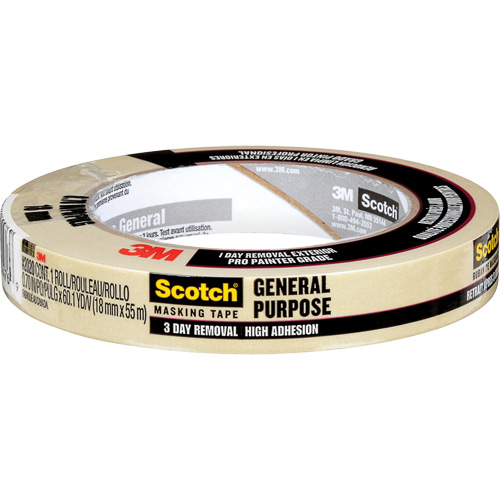 Ruban-cache Scotch pour entrepreneurs 2020, 18 mm (3/4") x 55 m (180'), Beige Cam Industrial