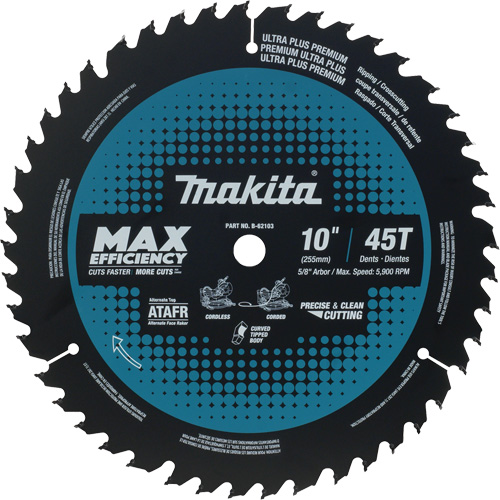 Lame de scie &agrave; onglets, 10", 45 dents, Pour Bois Cam Industrial