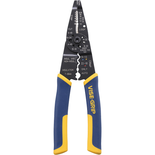 Wire Stripper/Crimper/Cutter Multi-Tool, 8-1/2" L, 10 - 22 AWG Cam Industrial