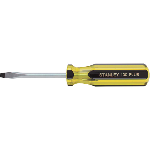100 PLUS&reg; Standard Slotted Tip Screwdriver, 3/16" Tip, Round, Plastic Handle Cam Industrial