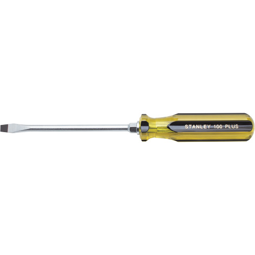 100 PLUS&reg; Standard Slotted Tip Screwdriver, 5/16" Tip, Round, 11" L, Plastic Handle Cam Industrial